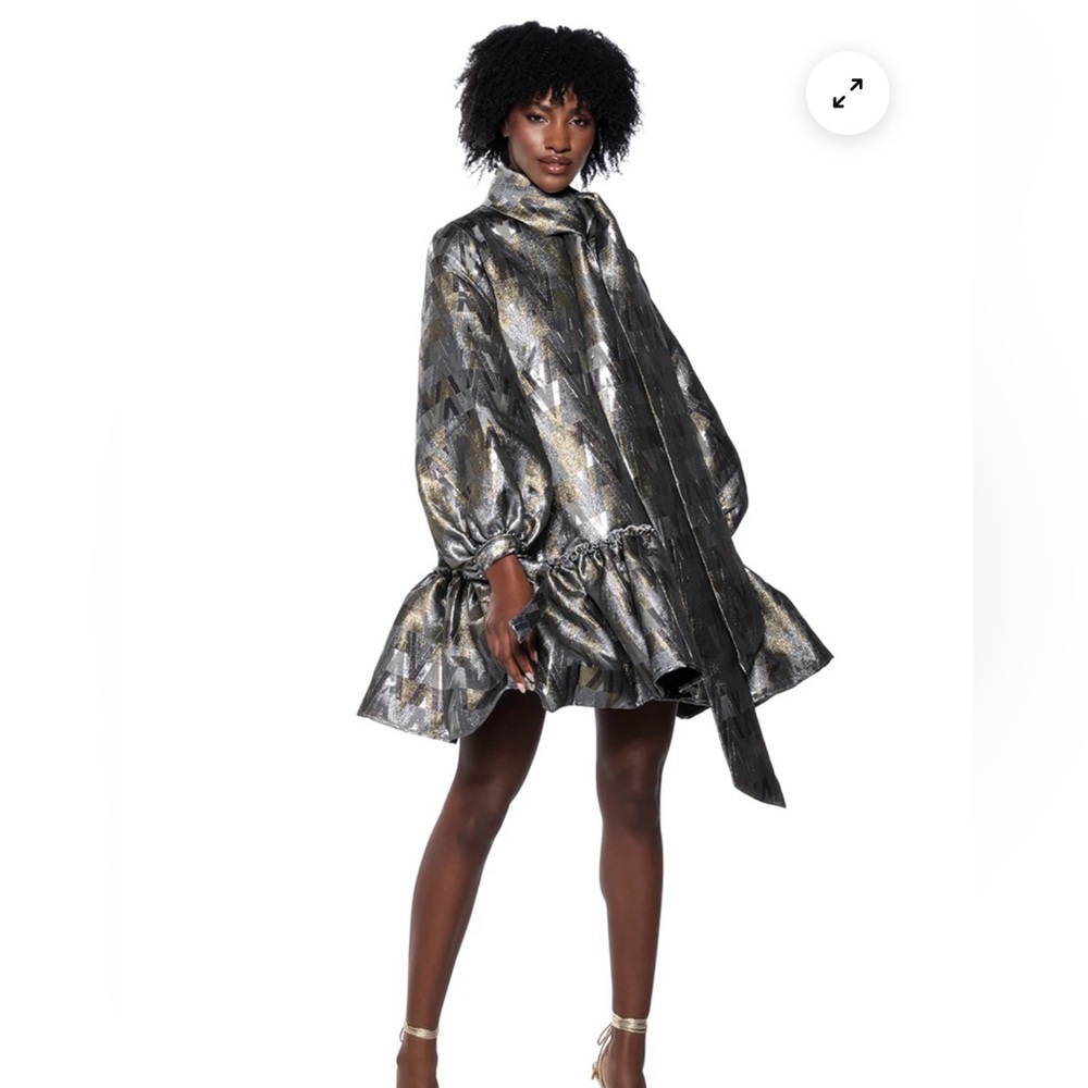 Silver metallic babydoll dress